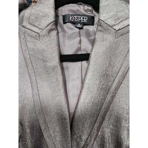 Kasper Women's One Button Mettalic Suit & Pants Set Size 6. B23 - Picture 6 of 9